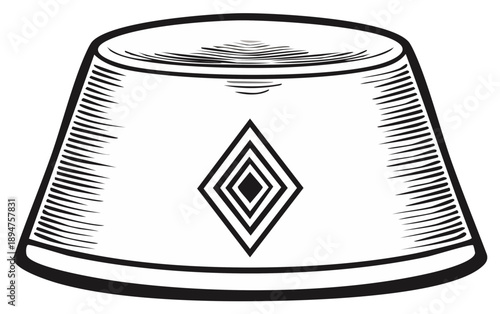 Illustrated depiction of a traditional patterned cylindrical object