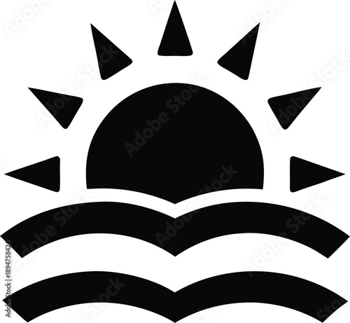 sun with rays silhouette vector illustration on transparent background