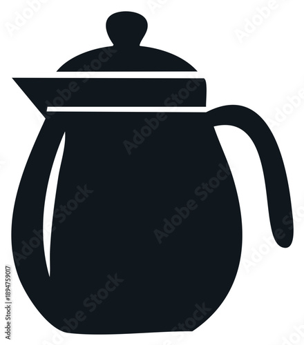 Black Coffee Pot Illustration Isolated on White Background