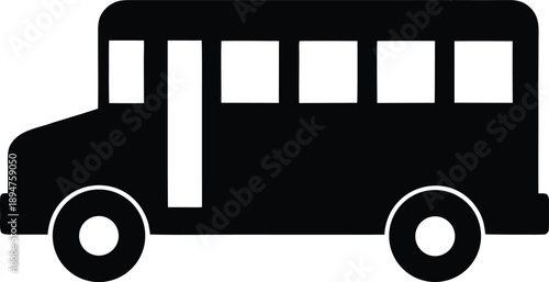 school bus yellow silhouette vector illustration on transparent background