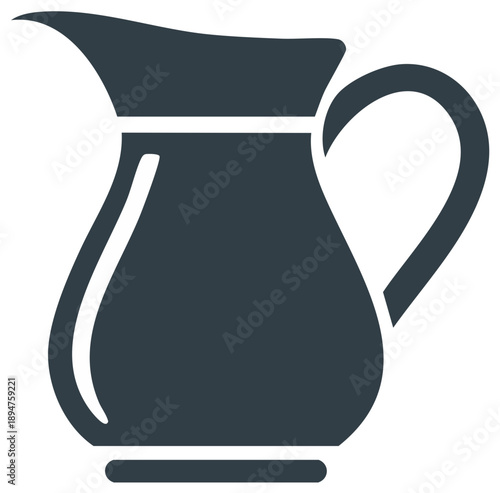 Minimalist vector icon of a classic pitcher for pouring beverages