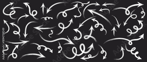 Curved and Swirling Arrow Illustration Graphic Icons, Vector Transparent PNG Isolated on White Texture