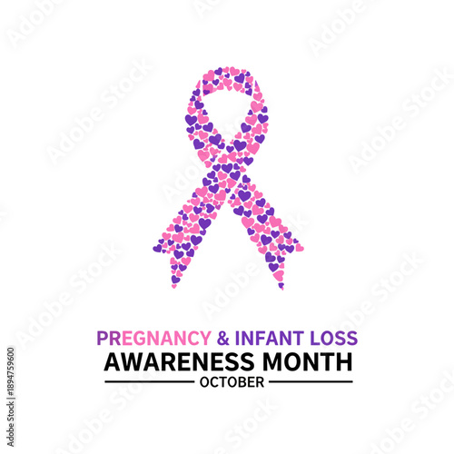 Pregnancy and Infant Loss Awareness Month October - Ribbon of Hearts Symbolizing Support and Remembrance
