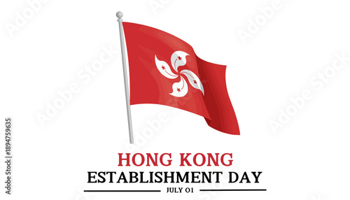 Illustrating the joyous celebration of Hong Kong Establishment Day on July 1st, a significant national holiday marked by patriotic displays and communal gatherings