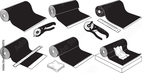 Black wrapping paper rolls with cutting tools and techniques