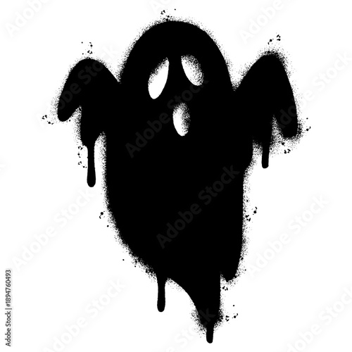 Graffiti Spray Paint Ghost Illustration with Drip Effect.
