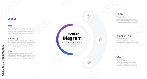 Modern minimalist, elegant,t clean, circular steps editable infographic design template vector
