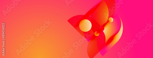 Abstract shapes, vibrant colors blend. Orange, pink hues create dynamic composition. Modern design, fluid forms suggest movement.