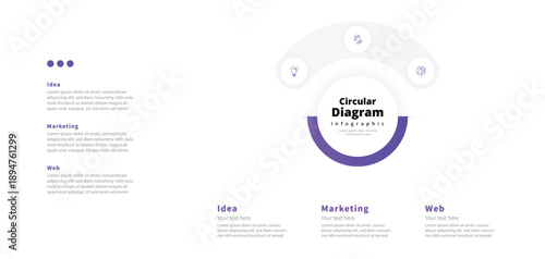 Modern minimalist, elegant,t clean, circular steps editable infographic design template vector
