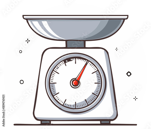 Illustrated Kitchen Scale with Dial and Silver Bowl