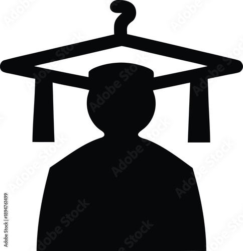 graduation gown hanging silhouette vector illustration on transparent background
