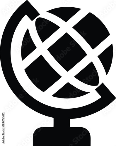 globe with stand silhouette vector illustration on transparent background