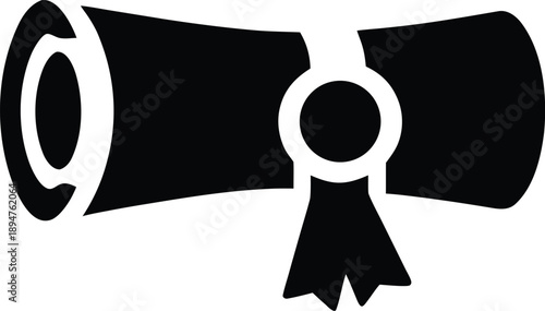 diploma certificate scroll silhouette vector illustration on transparent background