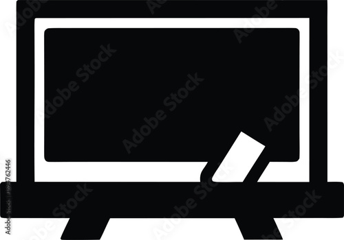 chalkboard with eraser silhouette vector illustration on transparent background