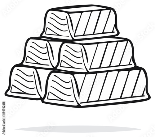 Stacked gold bars illustration simple drawing design