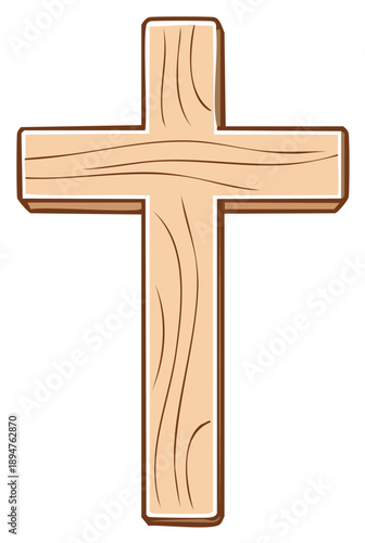 Simple wooden cross symbol illustration depicting faith Christianity and religion