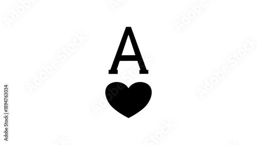 ace of hearts symbol, black isolated silhouette