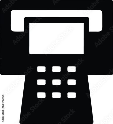 atm machine with keypad silhouette vector illustration on transparent background