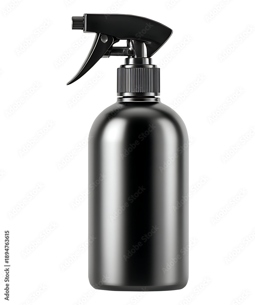 Fototapeta premium spray bottle isolated on pure white background side angle minimal shadow commercial product shot, Realistic Photo