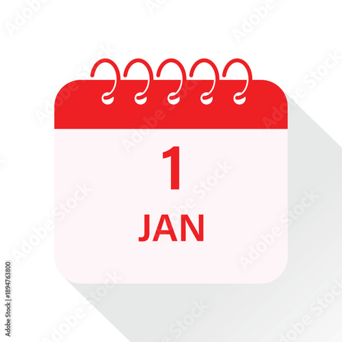 Calendar icon. Vector calendar icon for logo, web, app. 1 January calendar icon symbol. Date and time, day, month symbol. Calendar for happy new year. vector illustration.