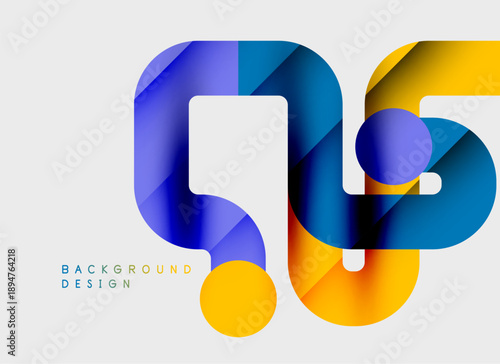 Abstract colorful shapes overlap, creating dynamic visual effect. Modern design elements suggest creativity, innovation. Light background enhances vibrancy.