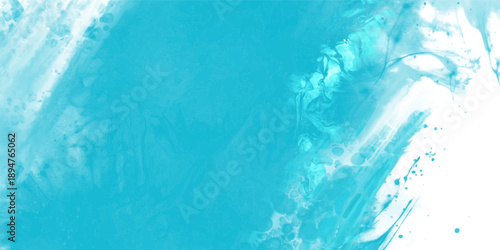 Abstract Vector turquoise watercolor splash creating a fluid artistic background, ideal for modern design, creative concepts, calm visuals, and copy space.