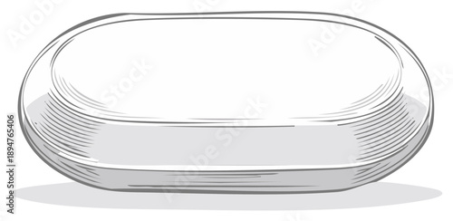 Modern minimalist oval glass or ceramic platter for serving food or decorative items vector illustration