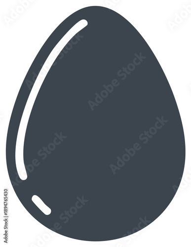 Dark Grey Egg Icon with White Outline and Subtle Highlights