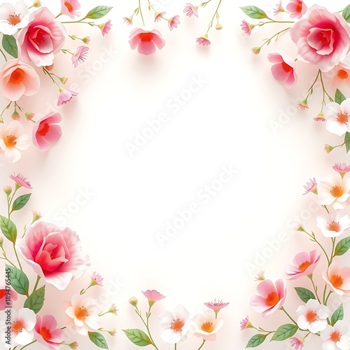 Soft Watercolor Sprout Arch Frame with Fresh Spring Leaves