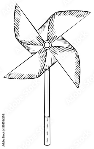 Pinwheel illustration with a retro style.