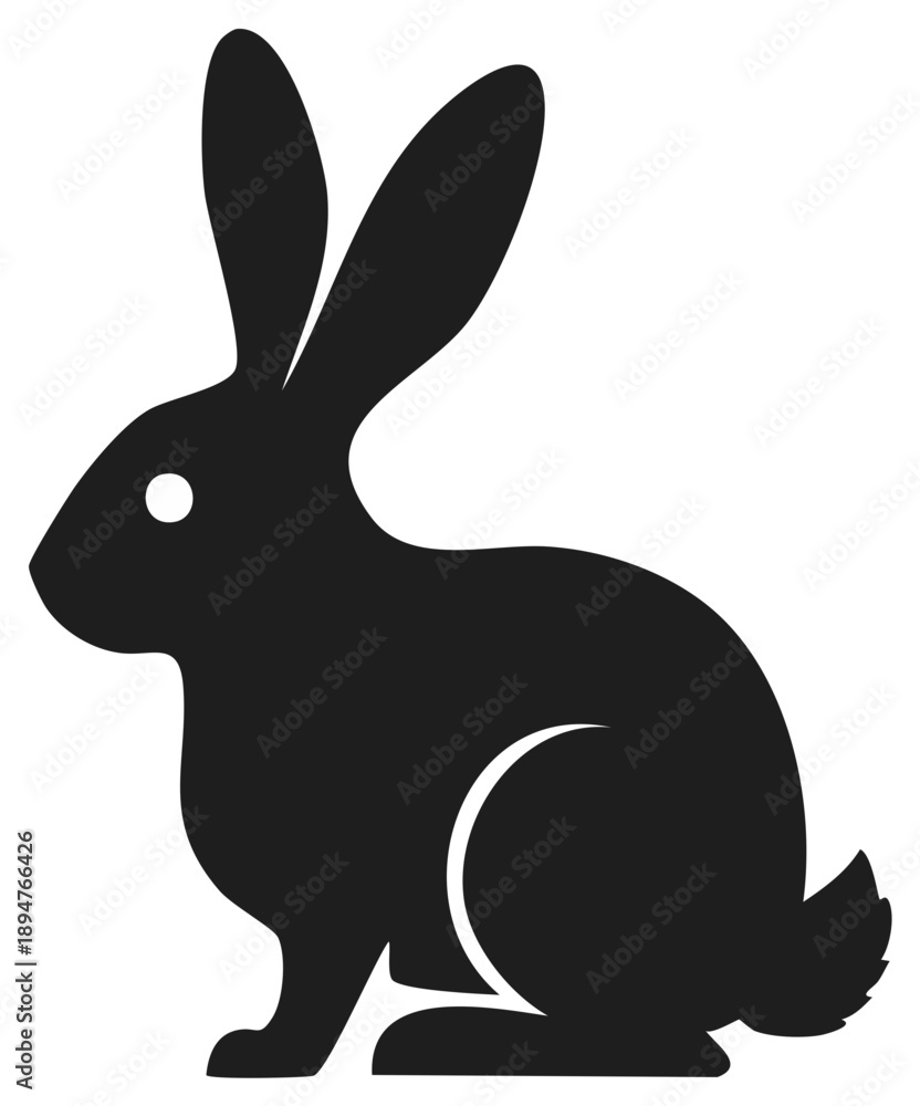 Obraz premium Simple Black Silhouette of a Sitting Rabbit