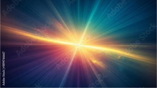 Brilliant Starburst Radiating Vibrant Light Beams in Cosmic Space Viewed from a Distant Perspective