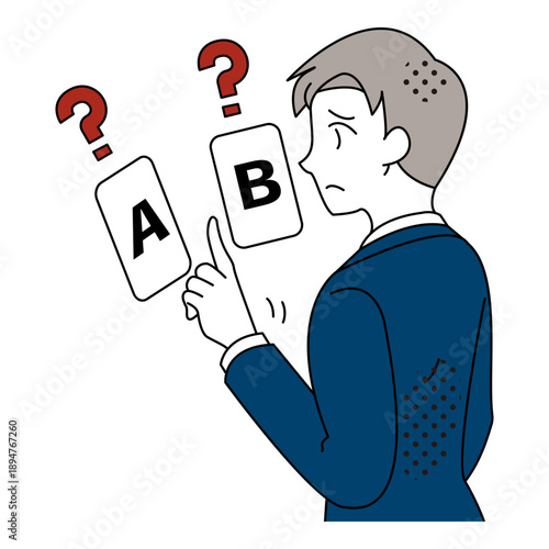 Businessman Hesitating While Choosing Between Two Options Illustration