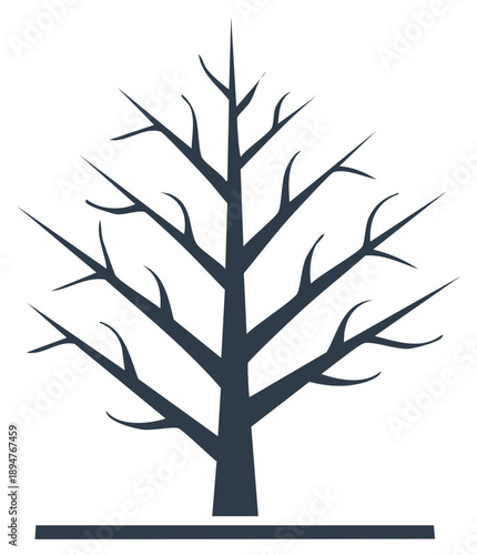 Stylized Silhouette of a Bare Tree Against a White Background