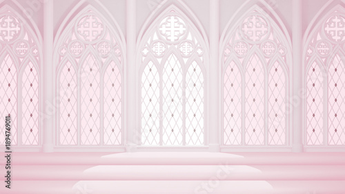 教会風背景　ピンク・正面（blenderで制作の3DCG）