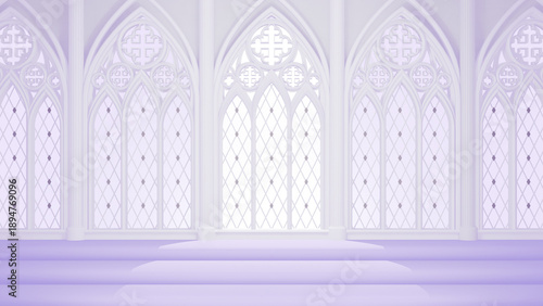 教会風背景　紫・正面（blenderで制作の3DCG）