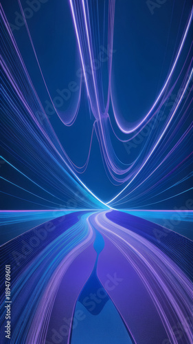 Abstract Futuristic Light Trails Flowing in Digital Space — Technology and Innovation Background
