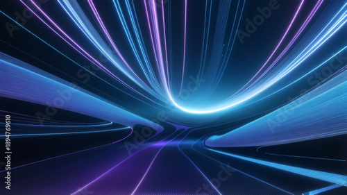 Abstract Futuristic Light Trails Flowing in Digital Space — Technology and Innovation Background