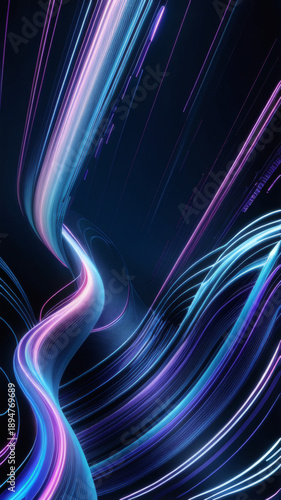 Abstract Futuristic Light Trails Flowing in Digital Space — Technology and Innovation Background