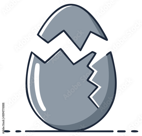 Broken Eggshell Icon Fragmented Shell Symbol Outline Art