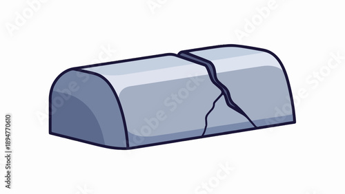 Cracked, blue, cartoon, rounded, stone object