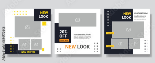 Set of fashion social media banner template, Fresh square fashion banner template design.