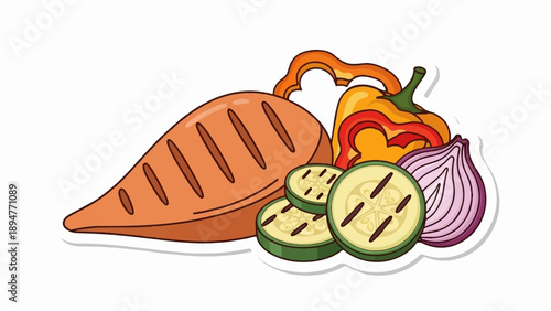 Grilled vegetables carrot, zucchini, bell peppers, and onion