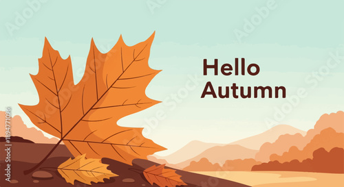Gentle autumn landscape with fallen leaves and warm hues
