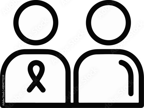 Icon of two simplified people figures, one with a ribbon symbol
