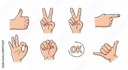 Collection of Hand Gestures and Symbols for Communication.