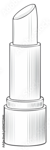 Classic open lipstick tube in a simple monochrome line art illustration style