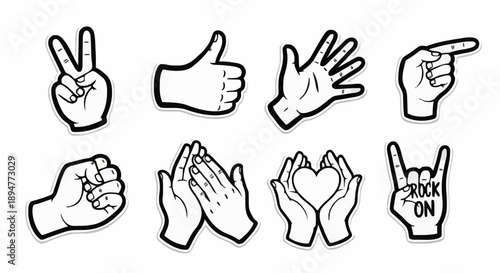 Collection of Hand Gestures and Symbols for Communication and Expression.
