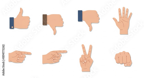 Collection of Hand Gestures and Symbols for Communication.