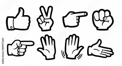 Collection of Hand Gestures Icons and Symbols.